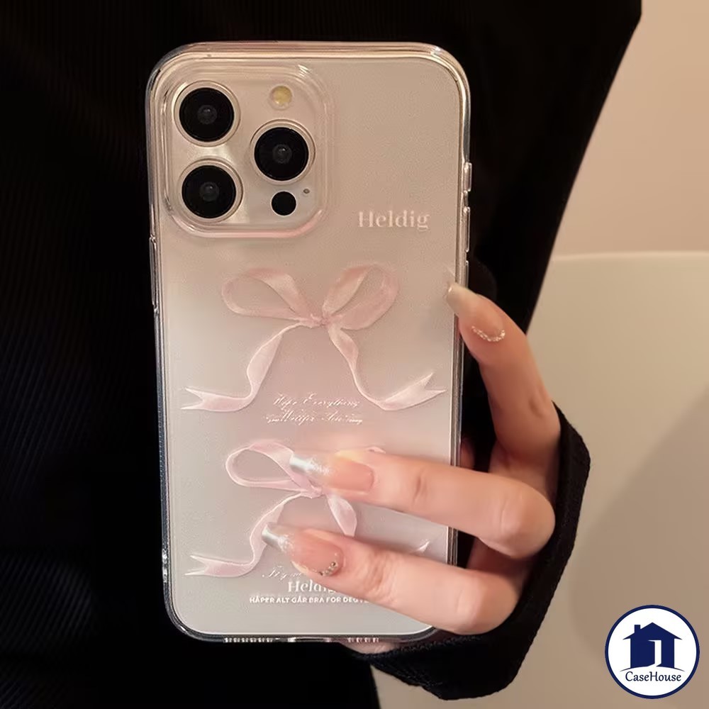 เคสแบบเรียบง่าย มีโบว์ โปร่งใส แบบนิ่ม เข้ากันได้กับ Samsung A05 A14 A05s A03s A54 A32 A15 A24 A12 A53 A34 A02s A52 A50