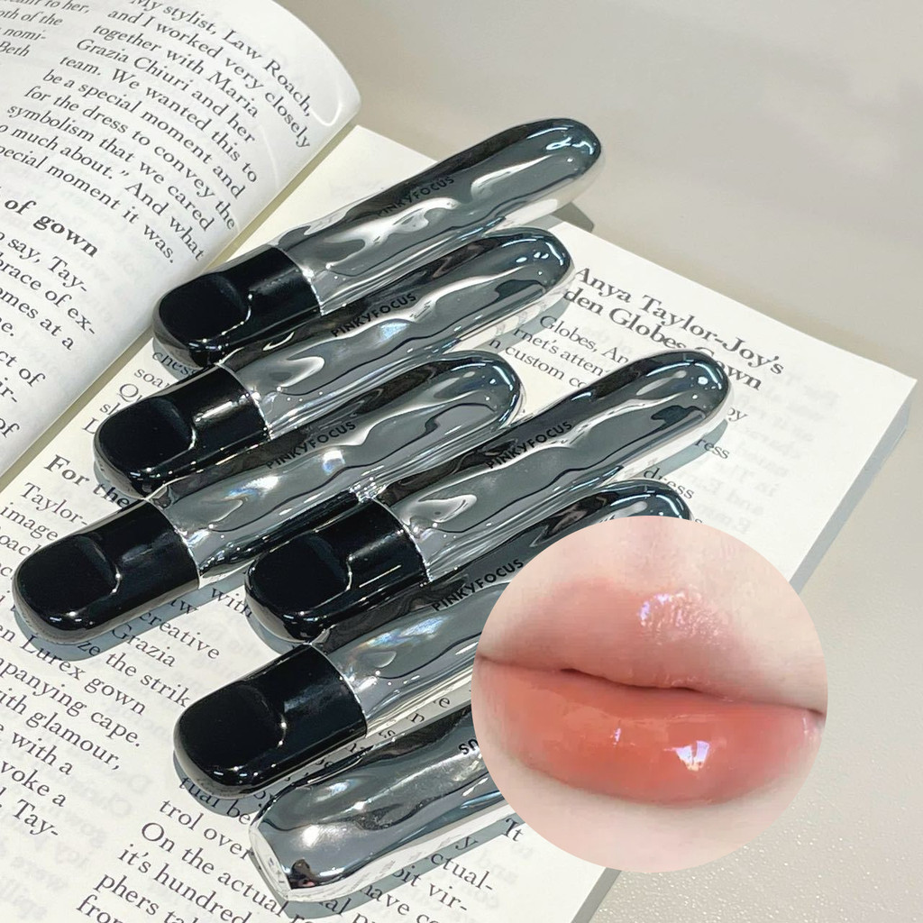 Pinkyfocus Silver Tube Mirror Gloss Lip Glaze Mirror Moisturizing Lipstick Water Gloss