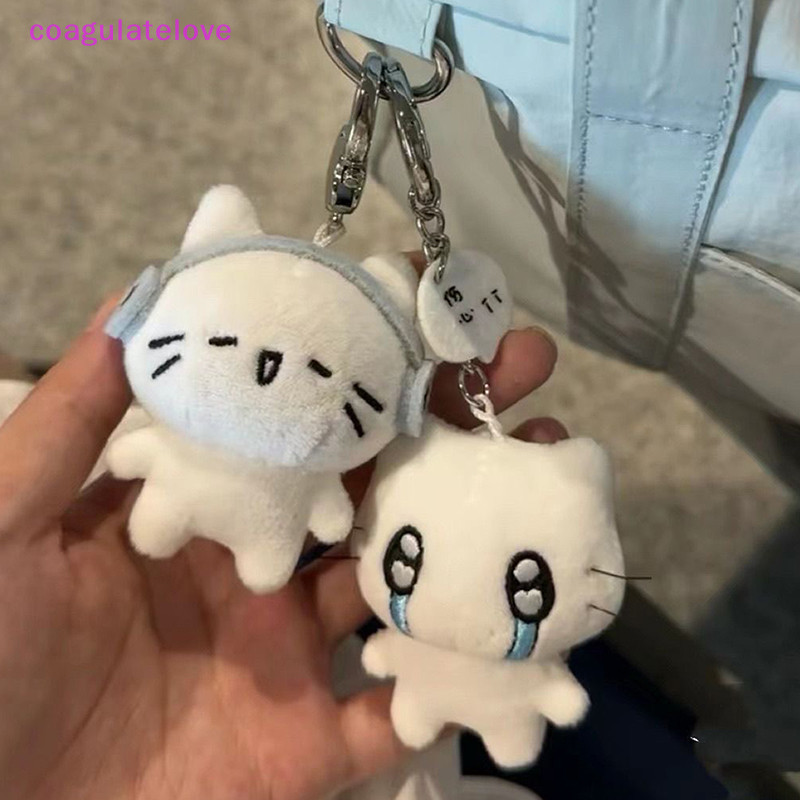 รักร่วมงาน หูฟังน่ารักลูกแมวพวงกุญแจคู่มินิร้องไห้ตุ๊กตาแมวตุ๊กตาพวงกุญแจการ์ตูนสุนัขผึ้งกระเป๋าจี้ชกระเป๋าเป้สะพายหลังตกแต่ง[ร้อน]