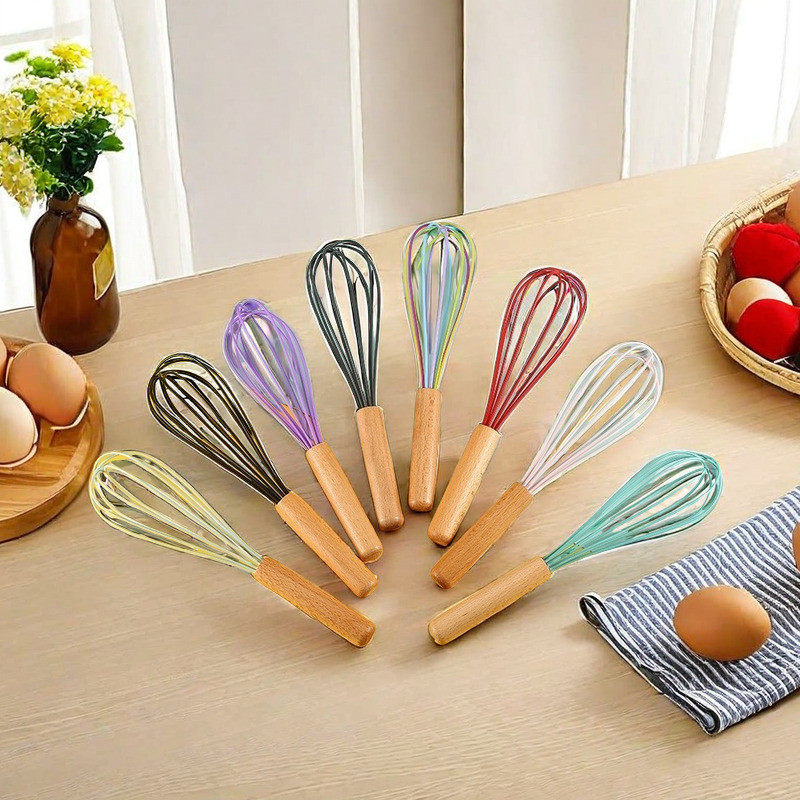 ไม้柄ตีไข่,ซิลิโคนตีไข่,กลมมือถือเครื่องผสมแป้งแบบมือถือ Whisks & Beaters