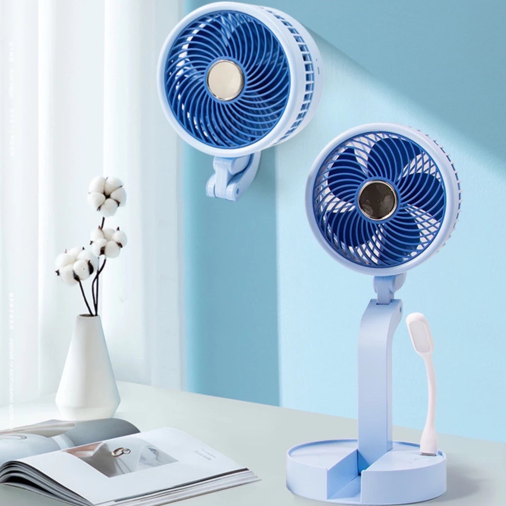 TSM-F211 พัดลม พัดลมตั้งโต๊ะ พร้อมโคมไฟ LED พับเก็บได้  ความแรงลม 3 ระดับ พกพาได้ 2.5 วัตต์