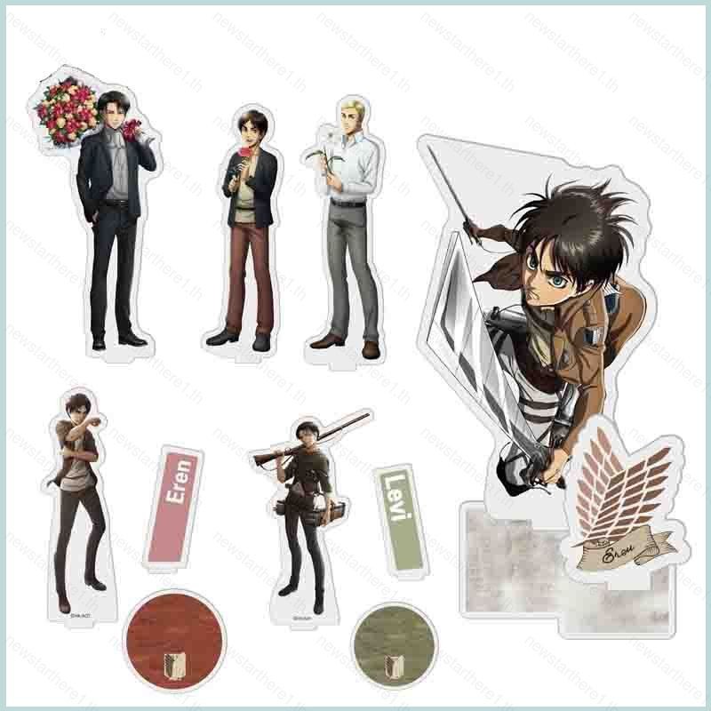 Jason Attack on Titan Tabletop Stand Action Figure Double Side Eren Mikasa Rivaille อะคริลิคเดสก์ท็อปตกแต่งเครื่องประดับ 15