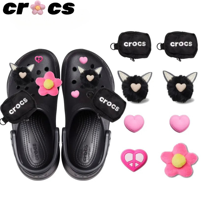 Crocs สไตล์ใหม่ ดอกไม้รองเท้าหลุมอุปกรณ์เสริมรองเท้าหัวเข็มขัดการ์ด Luo Chi zibixing กระเป๋าอุปกรณ์ตกแต่ง Crocs ตุ๊กตาผสม match