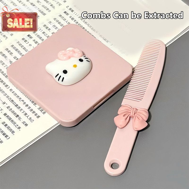 Bl แบบพกพา Sanrio น่ารัก Hello Kitty Kawaii กระจกหวีมือถือกระจกหวี Extracted Travel แปรงผมนวดเครื่องมือจัดแต่งทรงผม A