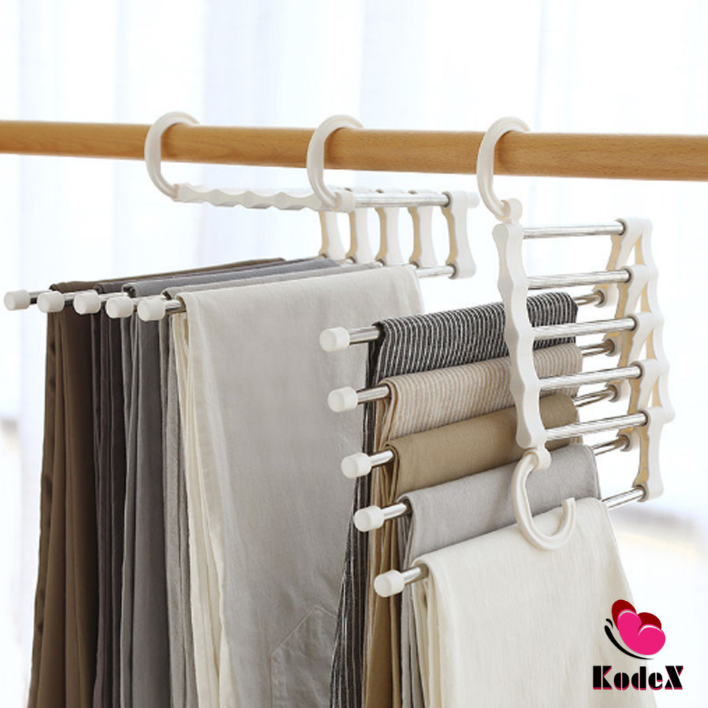 KDX สแตนเลส ที่แขวนกางเกง  ที่เก็บของในตู้เสื้อผ้า  Foldable stretch pants rack