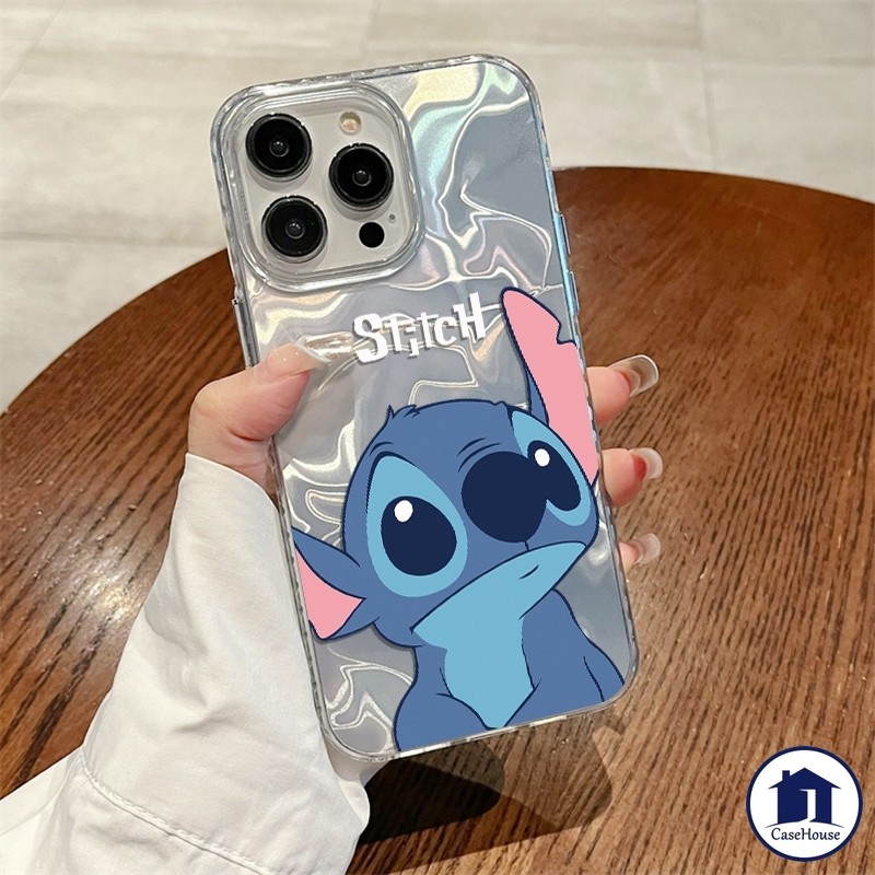เคสลายคลื่น Stitch สุดน่ารัก เข้ากันได้กับ IPhone XR 15 12 11 13 14 Pro Max 7 6 8 Plus 12 13 Pro X XS Max 14 15 Pro SE