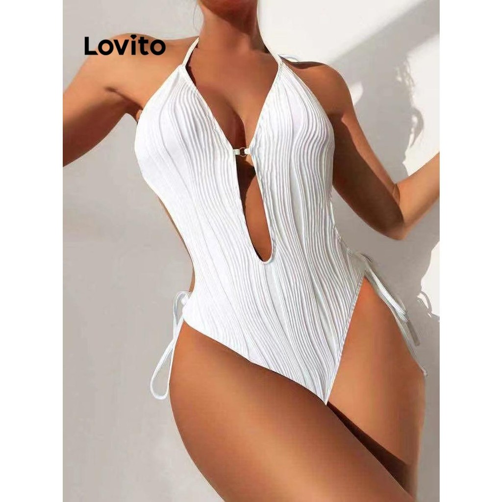 Lovito เซ็กซี่ธรรมดาตัดออกชิ้นเดียวสำหรับผู้หญิง LNL75235