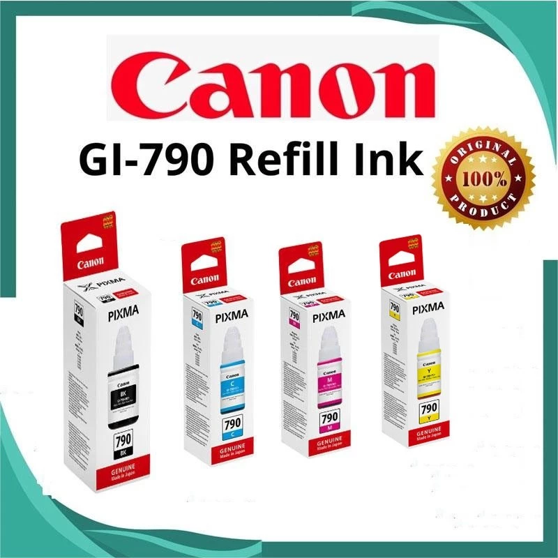 หมึกเติม Canon GI-790 แท้💯% (พร้อมกล่อง)ใช้กับพริ้นเตอร์อิงค์เจ็ท CanonG1000/2000/3000/4000/1010/2010/3010/G4000G4010