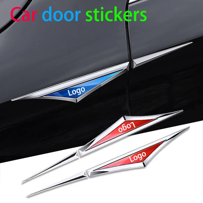 2PC Car Stickers Zinc alloy Blade Stickers Car Door Decoration Stickers Leaf Panel Decoration Sticke