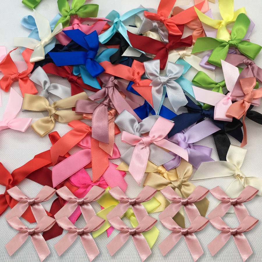 20/50/100 ชิ้น Colourful ริบบิ้นโบว์ขนาดเล็กโพลีเอสเตอร์ซาตินริบบิ้นโบว์ดอกไม้ DIY อุปกรณ์หัตถกรรมคริสต์มาสปีใหม่งานแต่งงานวันเกิดตกแต่ง