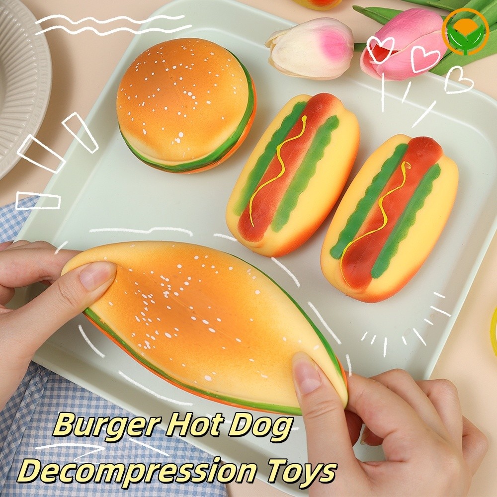 Kawaii Squishy ตุ๊กตาจําลองสีเหลืองสีขาวไก่ Burger สุนัขร้อนบีบของเล่นหยิก-ซิลิโคน Chicks ผู้ใหญ่เด็