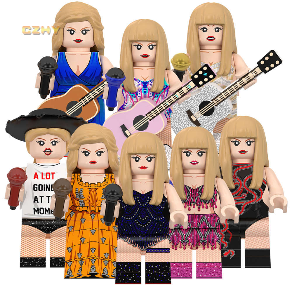 Super Star ที่มีชื่อเสียง Pop นักร้อง Taylor Swift Ed Sheeran Daft Punk Building Blocks ของเล่นรูป