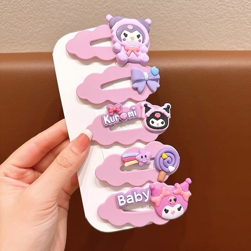 5pcs sanrio กิ๊บติดผม ลายการ์ตูนคุโรมิน่ารัก เครื่องประดับผม 2024 - รูปที่ 7