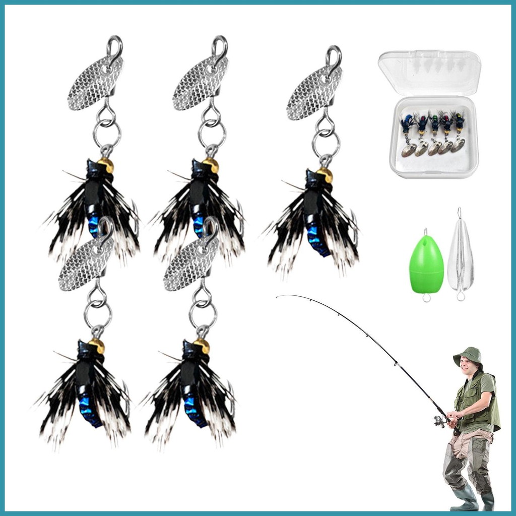 Fly Fishing Bait สีสัน Fly Fishing Assortment Kit เหยื่อประดิษฐ์พร้อมเลื่อมสะท้อนแสง Fly Fishing Gea