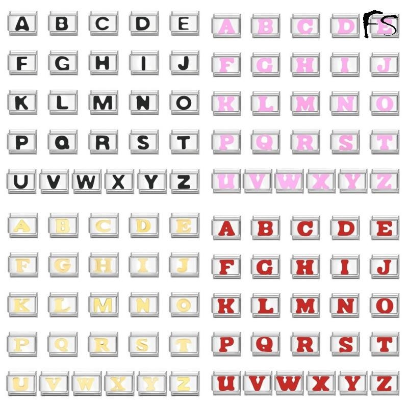 26 ตัวอักษร AZ อิตาเลี่ยน Charm Links สําหรับสร้อยข้อมือแฟชั่นใหม่เพื่อนครอบครัว DIY โมดูลสร้อยข้อมือ Charm อิตาเลี่ยน Links Fit 9 มม.สร้อยข้อมือสแตนเลสเครื่องประดับ DIY ทํา