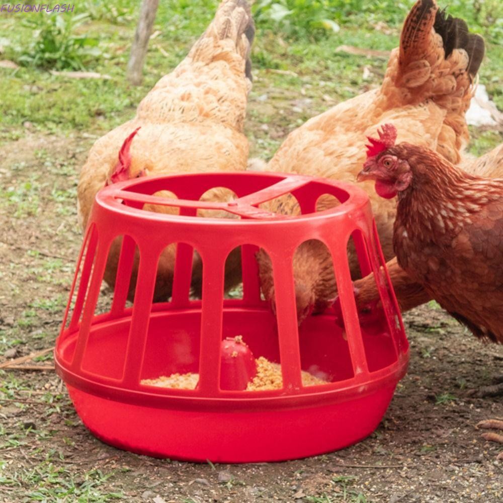 Fusionflash ถังให้อาหารลูกไก่,พลาสติกป้องกันโรลโอเวอร์ไก่ให้อาหารราง,มัลติฟังก์ชั่ที่ถอดออกได้Flip-Topรอบกรงไก่ป้อนสําหรับห่านไก่นกนกพิราบ