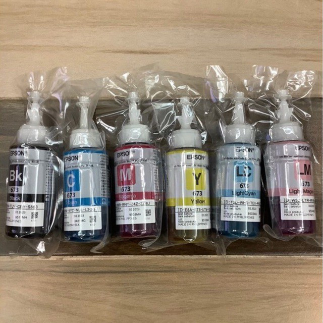 หมึก Epson 673 6สี หมึกเติมของแท้ % แบบไม่มีกล่อง L800/L805/L810/L850/L1800