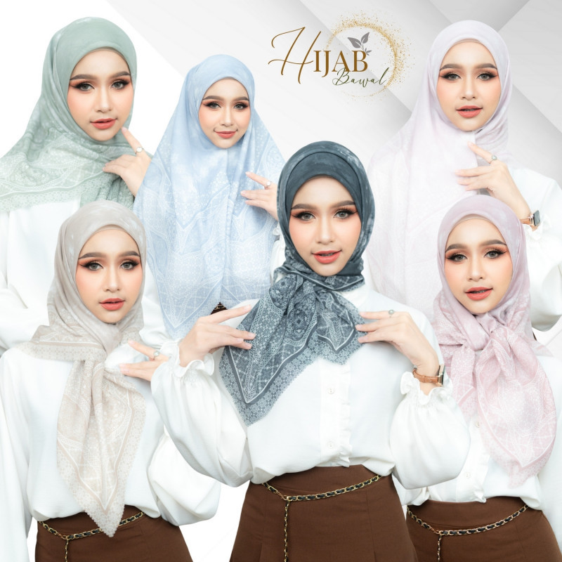 ผ้าคลุมบาวา ฮิญาบแบบสามเหลี่ยม พิมพ์ลวดลายพรีเมี่ยม ผ้านิ่มสวมใส่ง่าย สีโทนอ่อนสุภาพ HM50วาริสมุสลิม