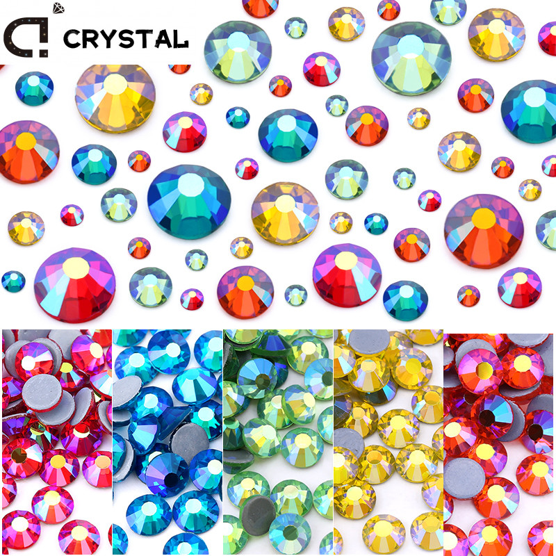 หลายสี AB Hot Fix Rhinestone SS6-SS30 Super Glitter Strass เหล็กสําหรับ Art ชุดผ้าอุปกรณ์เสริม