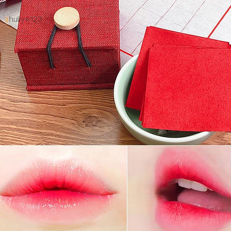 <zhuliye123> 12 ชิ้น Lip Paper Big Lip Makeup จีนโบราณแต่งหน้า Natural Rouge Nice