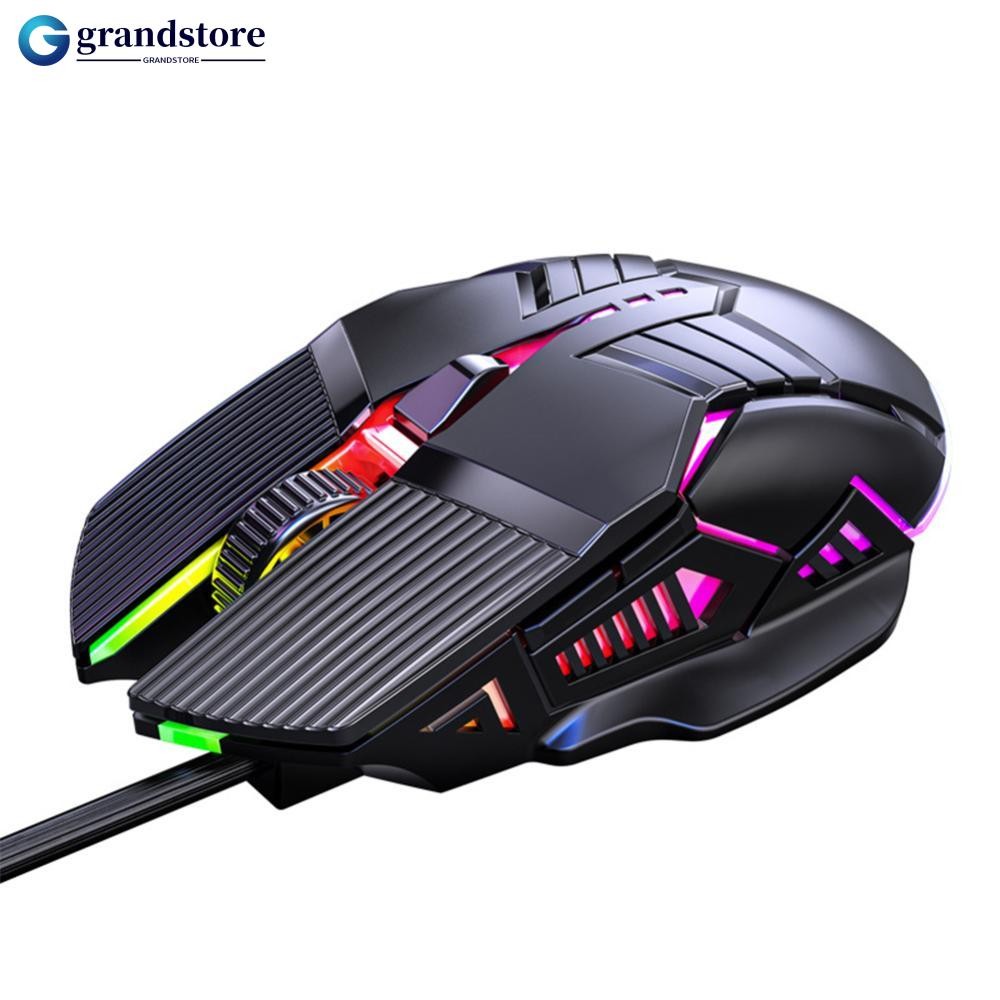 Grandstore Ergonomic เมาส์สําหรับเล่นเกมแบบมีสาย USB เมาส์คอมพิวเตอร์สําหรับเล่นเกม RGB เมาส์ Gamer 