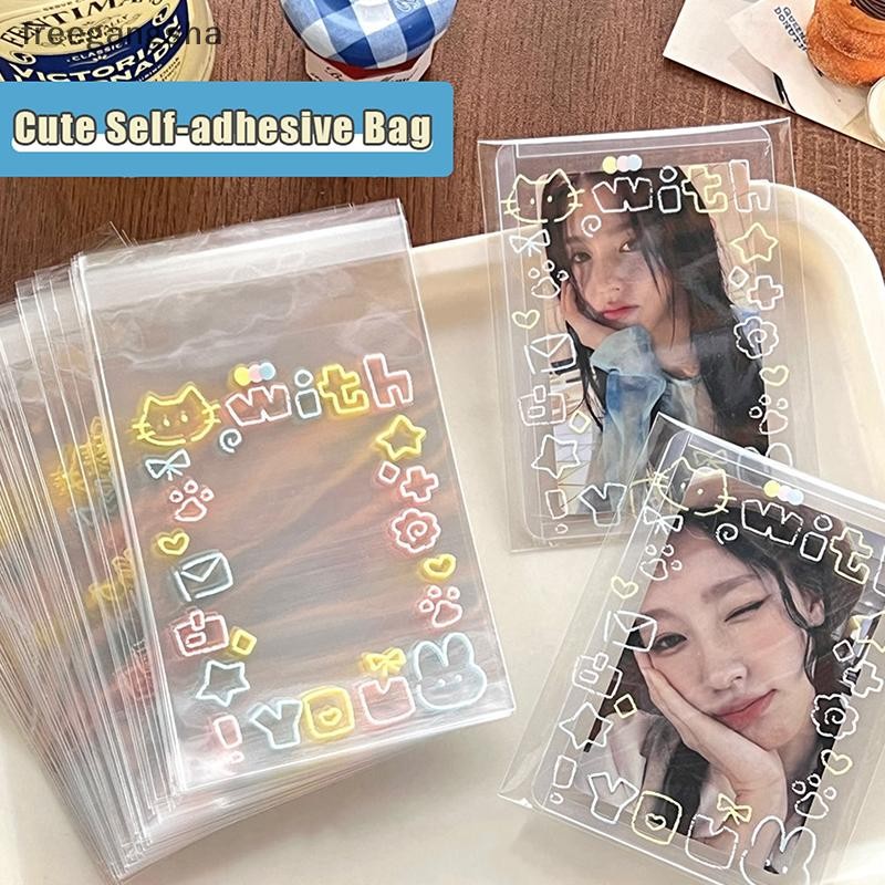 [FREG] 50 ชิ้นโปร่งใสน่ารัก Graffiti ลูกแมว Self-กาว Opp กระเป๋า Kpop Idol Photo การ์ดป้องกันกระเป๋า Photocard แขน FDH