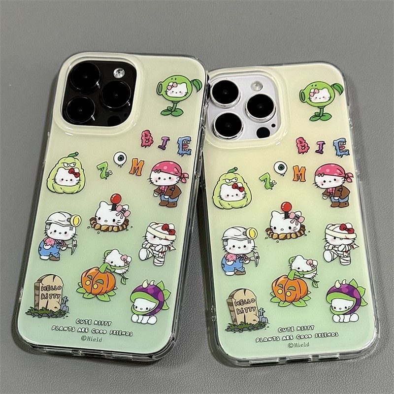 Imd Plants vs Hello Kitty iPhone16ProMax เคสโทรศัพท์ iPhone15Pro Niche 14 Girls 13// 12/11/Shock-pro