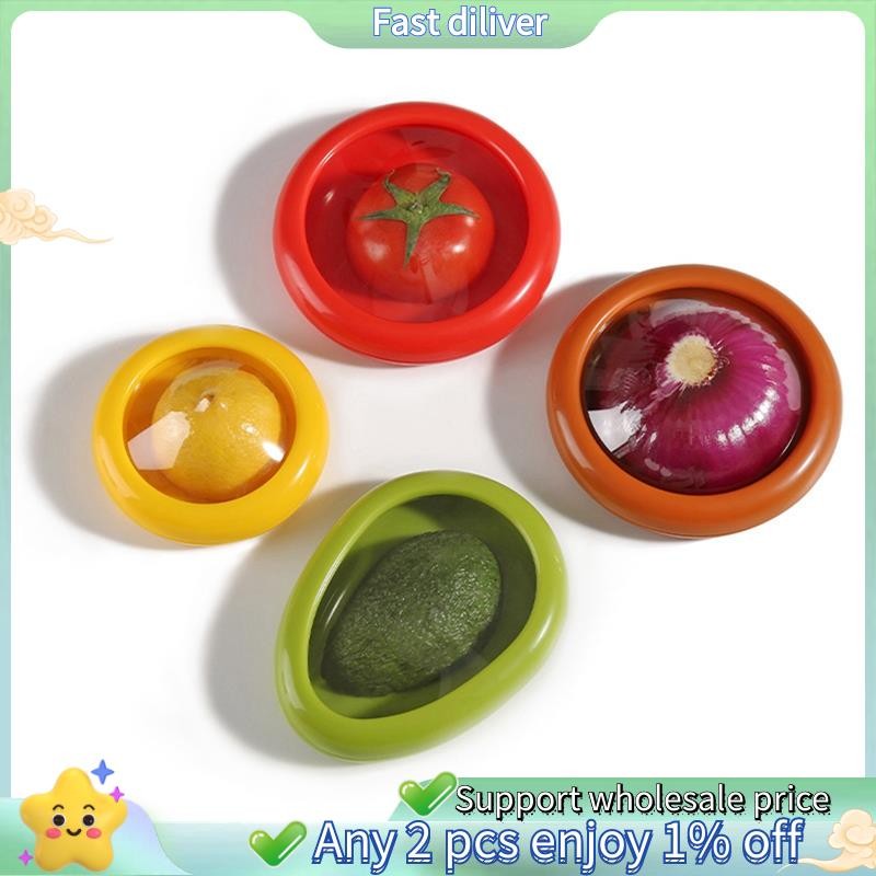 4 ชิ้นผัก Crisper Pod สําหรับ Avocado Lemon Tomato Saver และเก็บภาชนะนํากลับมาใช้ใหม่ได้
