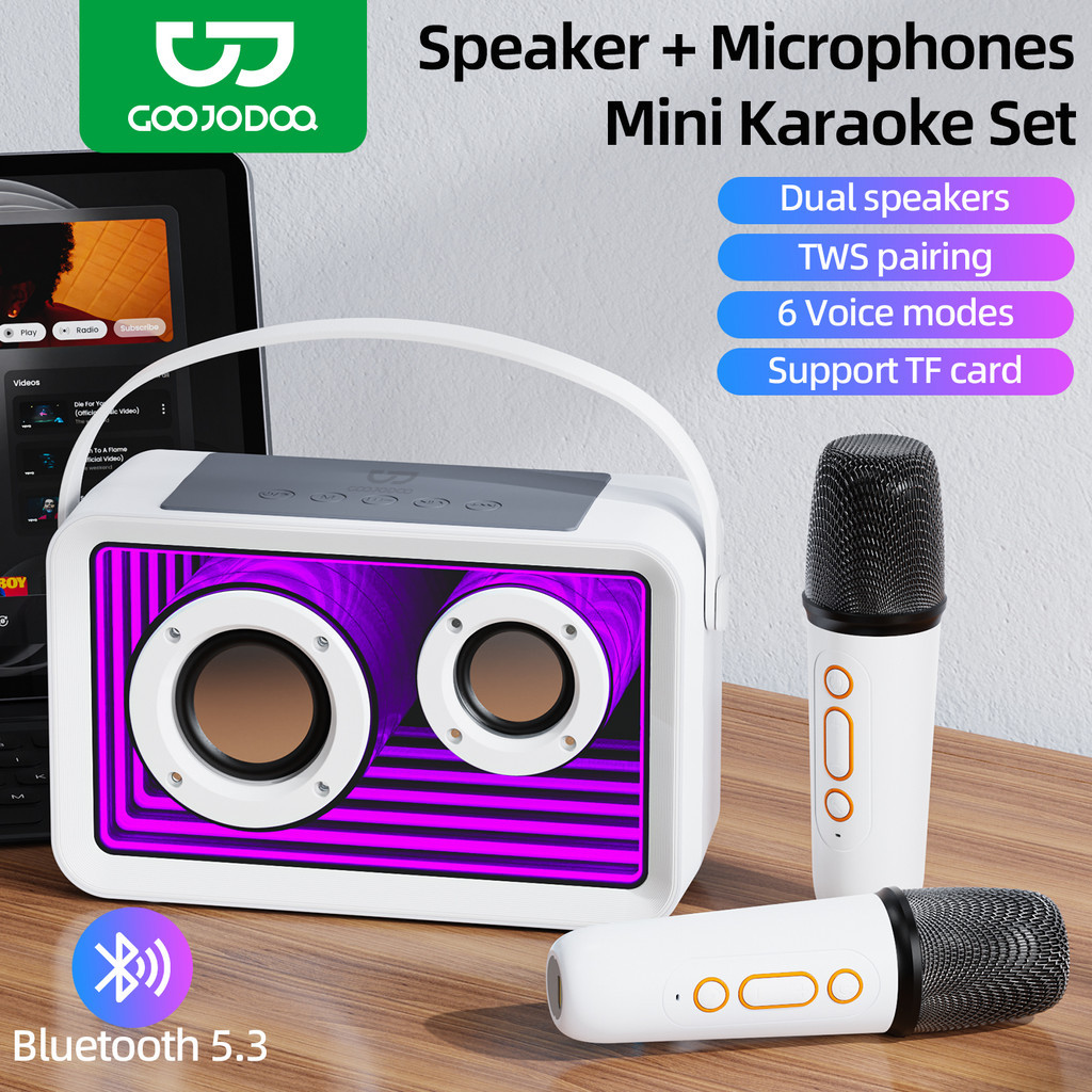 GOOJODOQ Multi functional Mini Karaoke Set with 4 connection modes and 6 voice modes support for TWS pairing