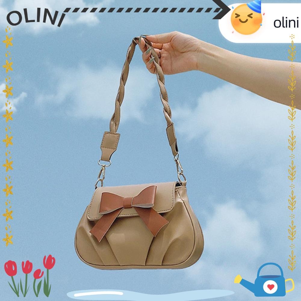 กระเป๋า OLINI, กระเป๋าทรงกลมขนาดเล็กกันน้ําโบว์, กระเป๋า Messenger ขนาดเล็ก PU ที่ทนต่อการสึกหรอแฟชั่น
