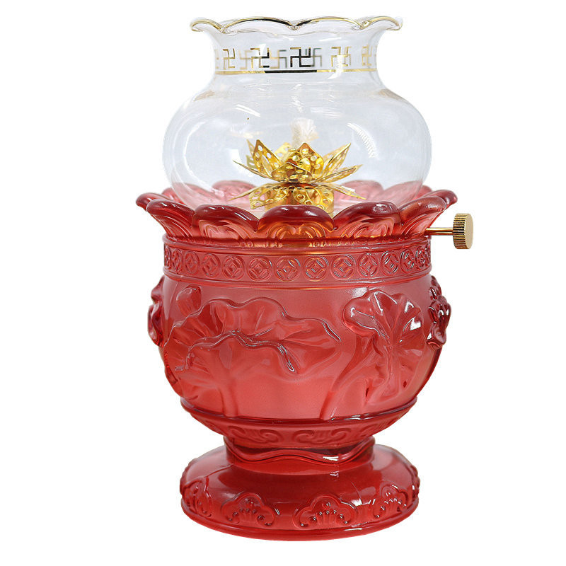 🍀 Lotus relief, pure color, lotus flower for Buddha, glazed pastry oil lamp, eternal light, windproo