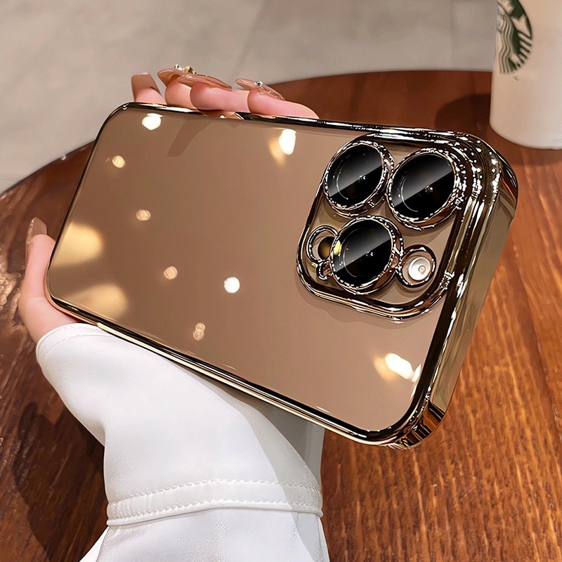 ปลอกหรูหราทะเลทรายไทเทเนียมกันกระแทกเคสใสสําหรับiphone 16 15 14 13 12 11 Pro Max 16 Plus 15pro 16pro Clearกล้องป้องกันกรณีฝาครอบ