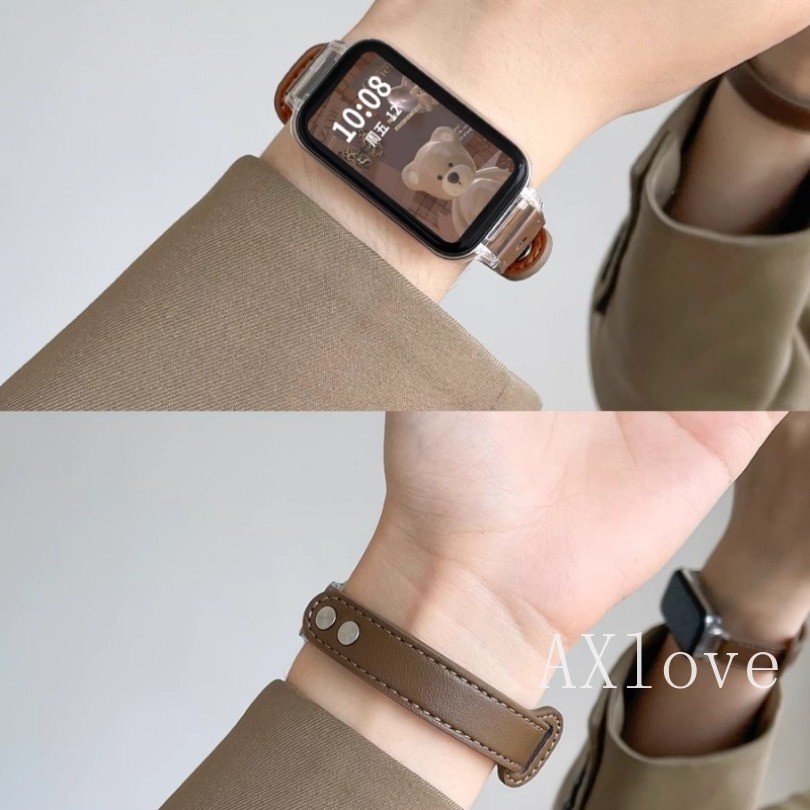 แฟชั่นสายหนังสําหรับ Xiaomi Mi Band 8 9 Active กีฬา Breathable นาฬิกาสําหรับ Redmi นาฬิกา 2 เปลี่ยนสายคล้อง Accessoeies