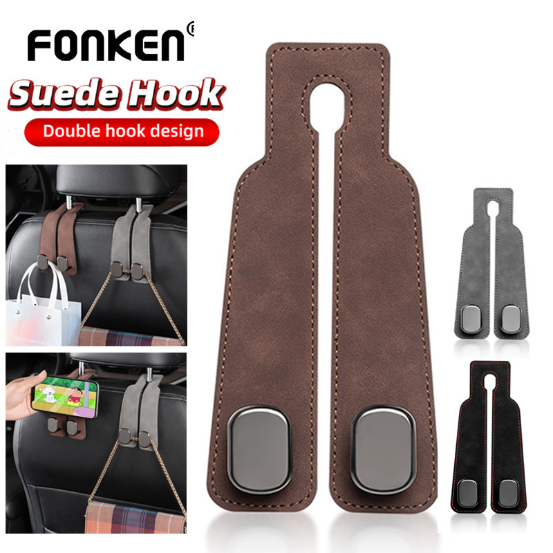 FONKEN แหล่งที่มา สากลรถที่นั่งตะขอด้านหลังด้านหน้าที่นั่งถุงเก็บถุงเก็บหนังนิ่มตะขอขนาดเล็ก