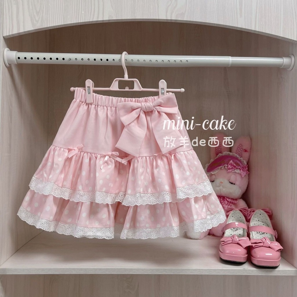 เค้กขนาดเล็ก Polka Dot กระโปรงครีมหวานน้องสาวนุ่มกระโปรง a-Line รุ่นดูสูง Slimmer ดู