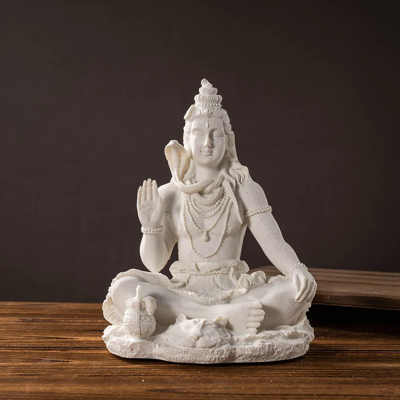 Vilead 13cm Sandstone Shiva Statue Yoga Figurine Ornament Zen Meditation Buddha Decor India Religion