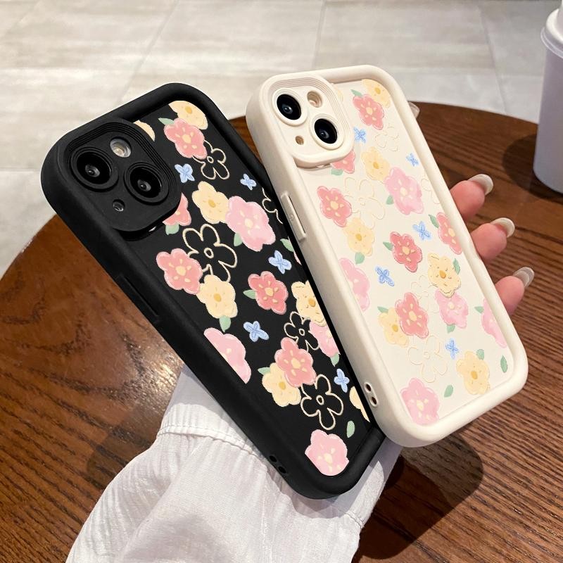 เหมาะสำหรับ VIVO V29 Pro V27 V25 5G V25e S17 S17t T1x 4G U10 U3x กรณีโทรศัพท์ป้องกันการตกเคส Flower 