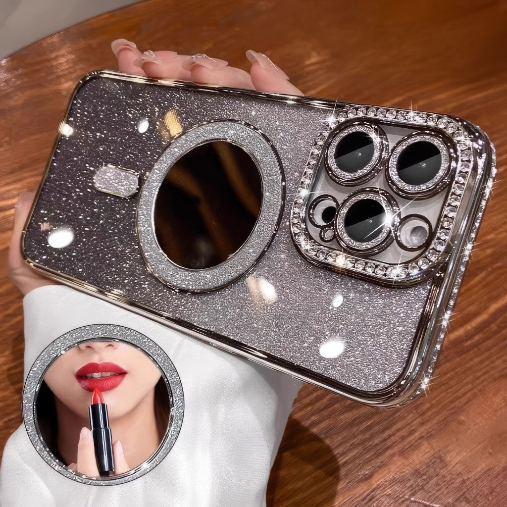 หรูหราชุบ bling เพชรกระจกแวววาวสําหรับ iPhone 16 15 14 13 12 11 Pro Max โปร่งใสนุ่มกรณีกันกระแทก