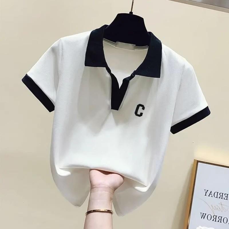 Grace ส่งไวจากไทย M-2XL ผู้หญิง ท็อป งานปัก แขนสั้น เรียบๆ เกาหลี เสื้อ #2650