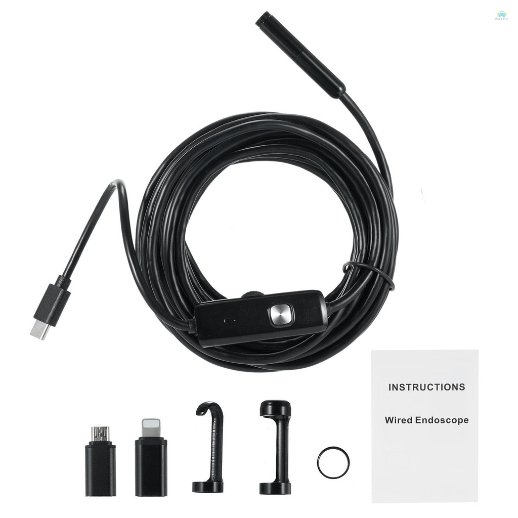 Yb1 endoscopeDual เลนส์ Borescope Endoscope กล้องสําหรับ iOS Android 1920P IP68 กล้องตรวจสอบกันน้ํา 6.56FT กล้องงูกึ่งแข็ง 8 + 1 ไฟ LED ปรับ