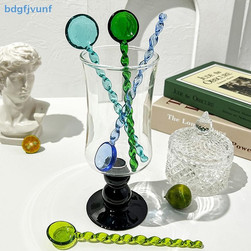 Bdgf แก้วกาแฟ Scoops ยาวสีสันและน่ารักช้อนชาอุปกรณ์ครัวนมขนมหวานไอศกรีมช้อน TH
