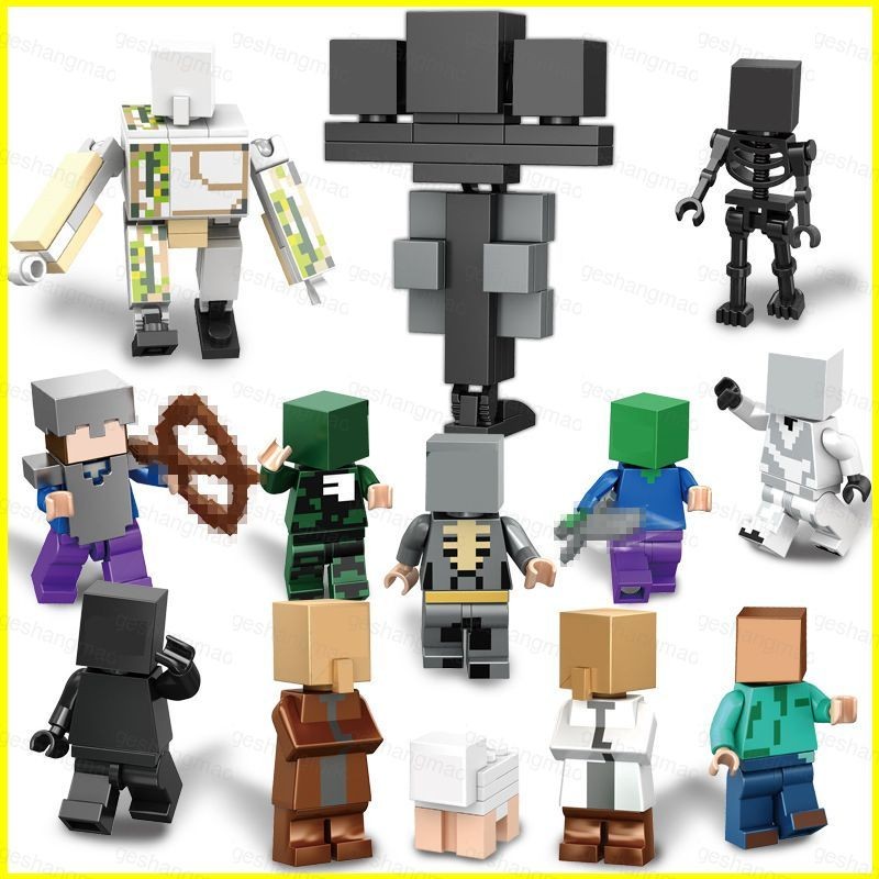 Ag1 8-29pcs Minecraft Building Blocks Steve Alex Herobrine สัตว์สร้างบ้านตุ๊กตาของเล่นเครื่องประดับข