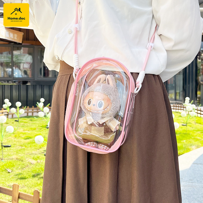 กระเป๋าตุ๊กตาpvcใส กระเป๋าใส่ตุ๊กตา กระเป๋าตุ๊กตาไวนิล กระเป๋าพลาสติกใสใส่ตุ๊กตา ถุงเก็บฝุ่นของเล่นขนาดเล็ก พร้อมซิป