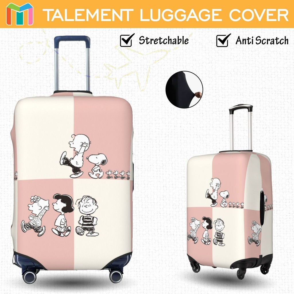 ผ้าคลุมกระเป๋าเดินทาง ผ้าสแปนเด็กซ์ แบบยืดหยุ่น ยืดหยุ่น Snoopy Luggage Cover 18 20 22 24 26 28 30 32 นิ้ว AC22