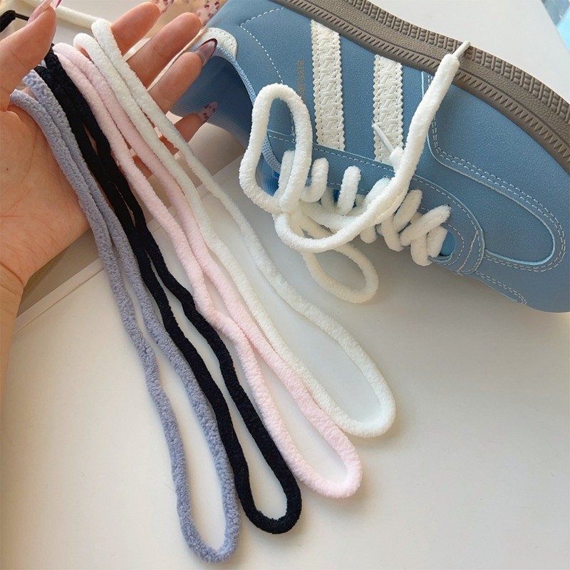 1 คู่แฟชั่นMulticolor 1.2M Plushรองเท้าผ้าใบเชือกผูกรองเท้า-อเนกประสงค์นุ่มHigh-top Casualผ้าใบรองเท้าแบนLaces