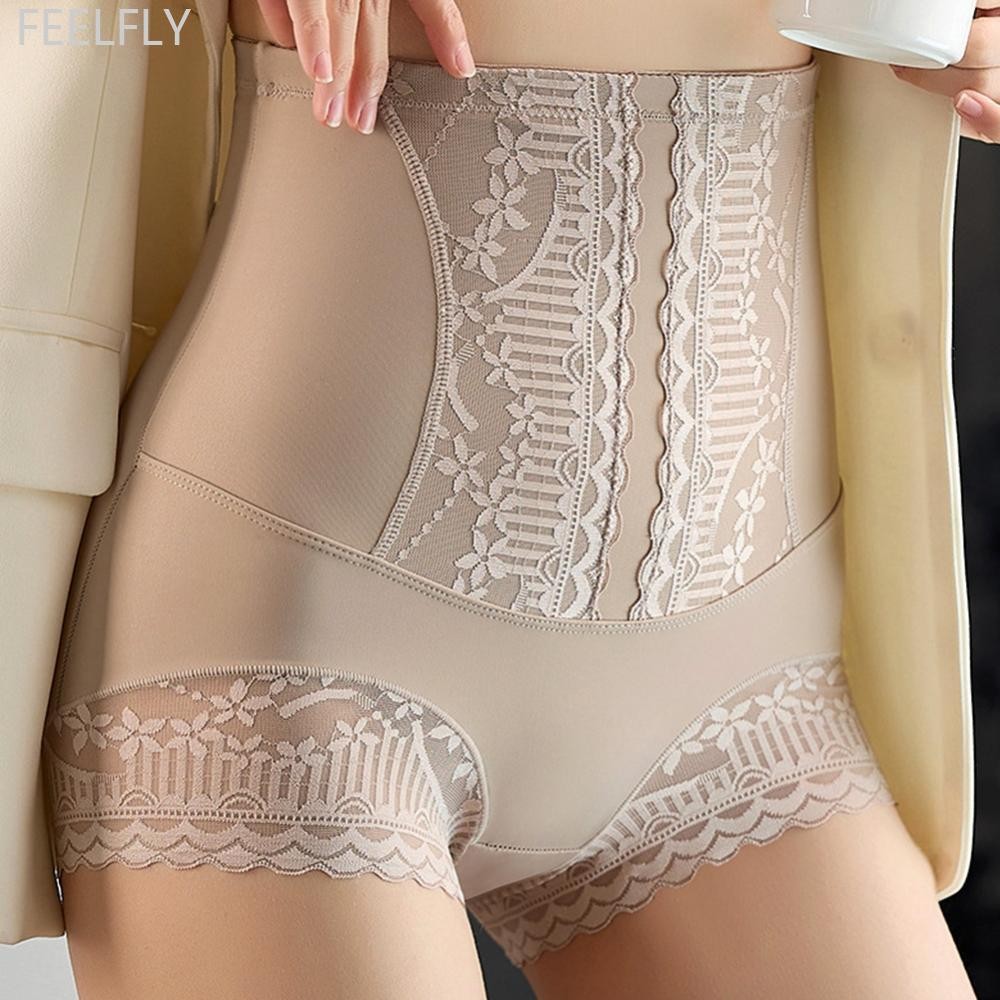 Feelfly ผู้หญิง Shapewear กางเกงเอวสูง Tummy Control กางเกงขาสั้นไม่มีรอยต่อลูกไม้ Slimming ชุดชั้นใน Shaping หลังคลอด Belly Shaping กางเกง N8X7