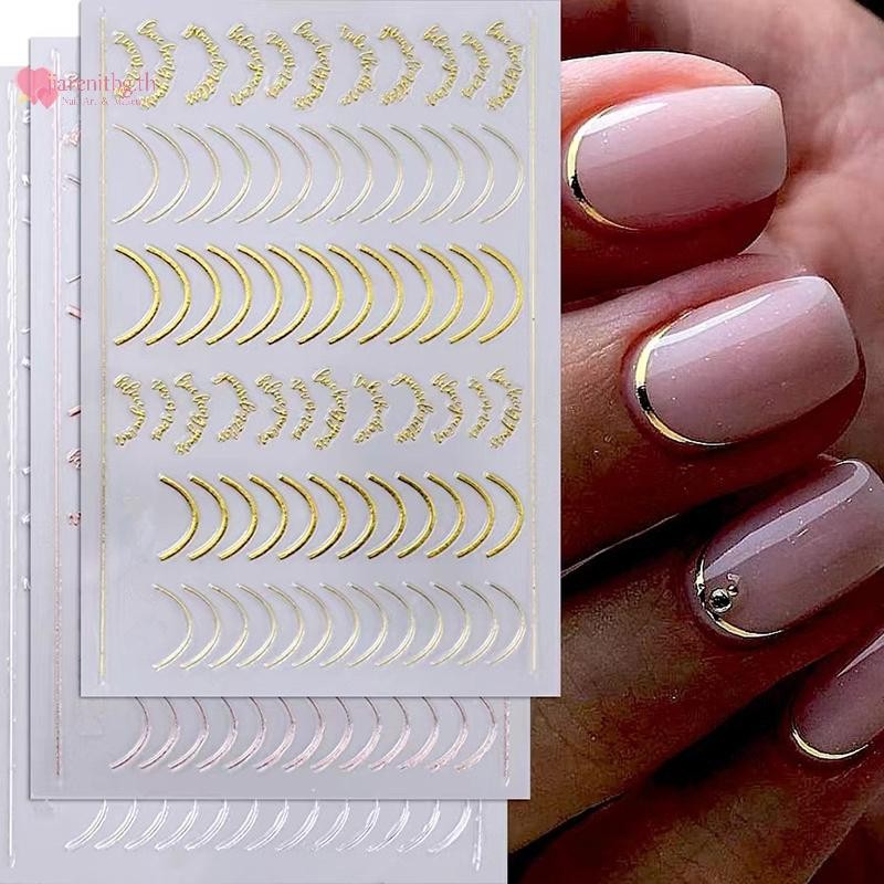 Renbg แฟชั่นภาษาฝรั่งเศสคํา 3D สีสันเล็บสติกเกอร์ไม่สม่ําเสมอสายกดบนเล็บ Decals ตกแต่งเล็บ DIY TH