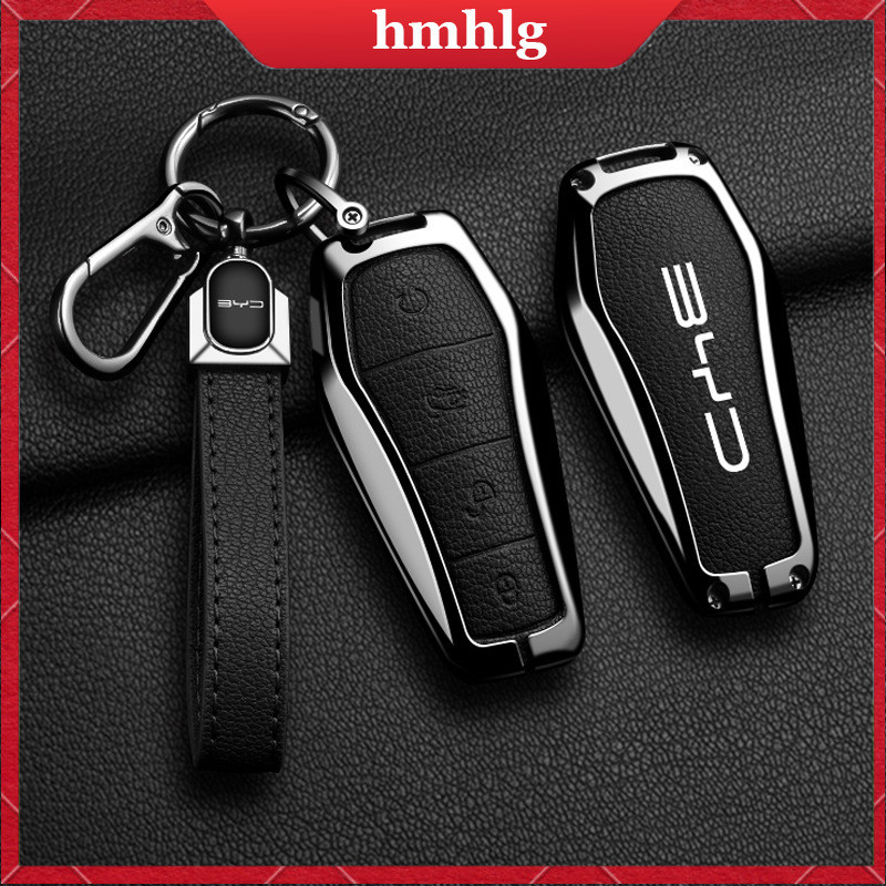 สําหรับ BYD Atto 3 /Dolphin/Seal/Dolphin mini กุญแจรถฝาครอบหรูหราโลหะผสมสังกะสีหนัง Fob พวงกุญแจปลอกอุปกรณ์เสริม