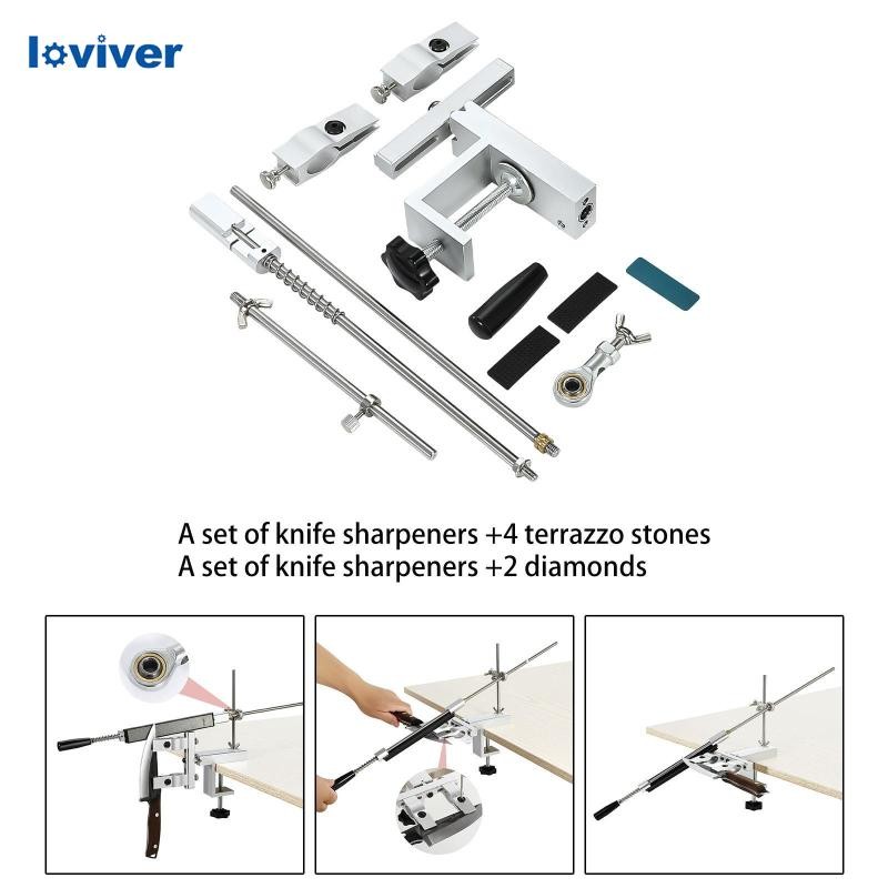 [Loviver] เครื่องลับมีดที่มีความแม่นยําพร้อมหินลับโลหะมืออาชีพการหมุน 360 องศาเครื่องเหลามุมคงที่สํา