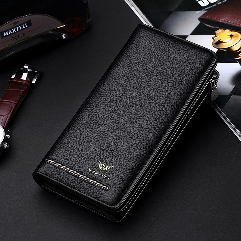 Emperor Paul Wallet Mens Long Wallet Mens First Layer Cowhide หนังแท้กระเป๋าสตางค์เรียบง่ายคลัทช์ผู้ชายขายส่ง - รูปที่ 3